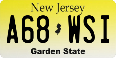 NJ license plate A68WSI