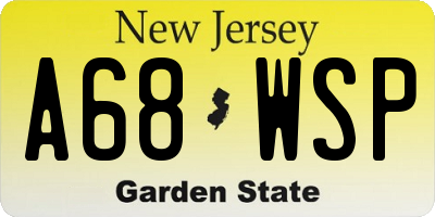 NJ license plate A68WSP