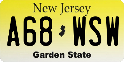 NJ license plate A68WSW