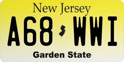 NJ license plate A68WWI