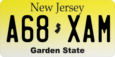NJ license plate A68XAM