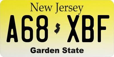NJ license plate A68XBF