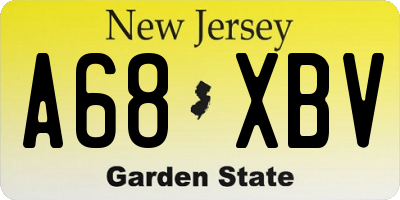 NJ license plate A68XBV