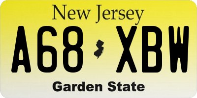 NJ license plate A68XBW