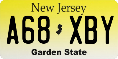 NJ license plate A68XBY