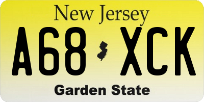 NJ license plate A68XCK