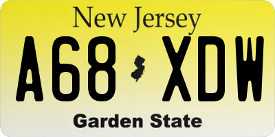 NJ license plate A68XDW