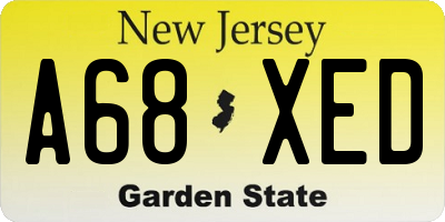 NJ license plate A68XED