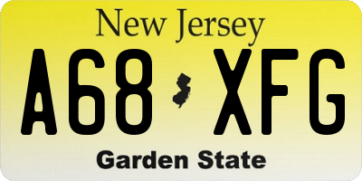 NJ license plate A68XFG