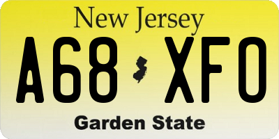 NJ license plate A68XFO
