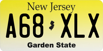 NJ license plate A68XLX