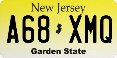 NJ license plate A68XMQ