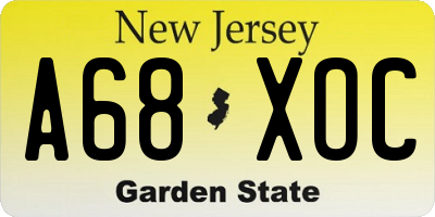 NJ license plate A68XOC