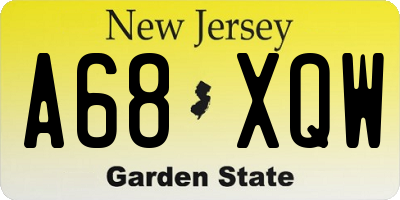 NJ license plate A68XQW