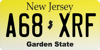 NJ license plate A68XRF