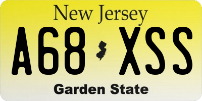 NJ license plate A68XSS