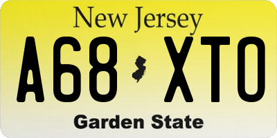 NJ license plate A68XTO