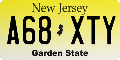 NJ license plate A68XTY