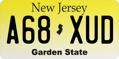 NJ license plate A68XUD