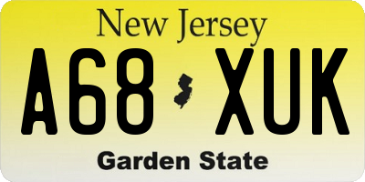 NJ license plate A68XUK