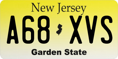 NJ license plate A68XVS