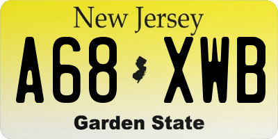NJ license plate A68XWB