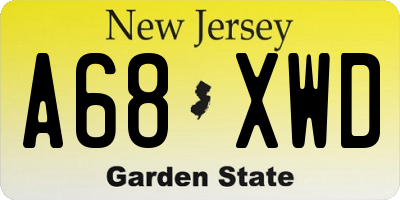 NJ license plate A68XWD