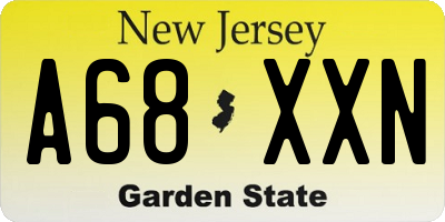 NJ license plate A68XXN