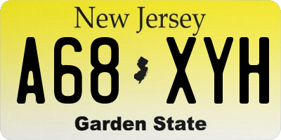 NJ license plate A68XYH