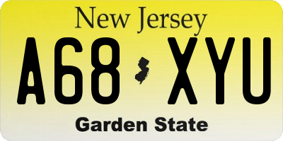 NJ license plate A68XYU