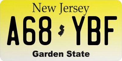 NJ license plate A68YBF