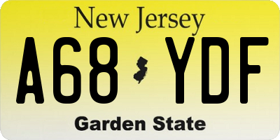 NJ license plate A68YDF