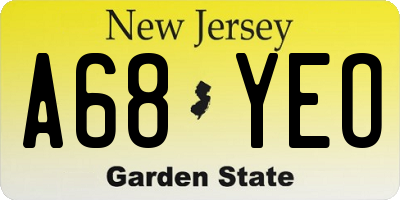 NJ license plate A68YEO