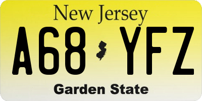 NJ license plate A68YFZ