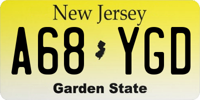 NJ license plate A68YGD
