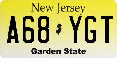 NJ license plate A68YGT