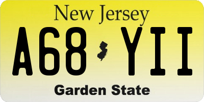 NJ license plate A68YII