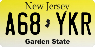 NJ license plate A68YKR