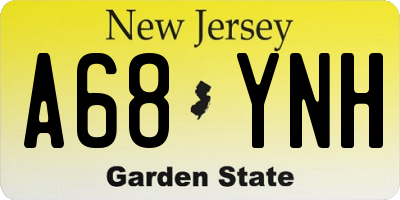 NJ license plate A68YNH