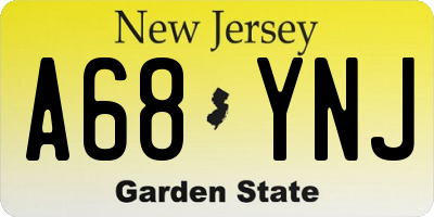 NJ license plate A68YNJ