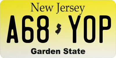 NJ license plate A68YOP