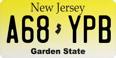 NJ license plate A68YPB