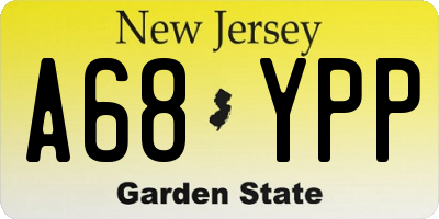 NJ license plate A68YPP