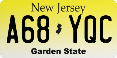 NJ license plate A68YQC