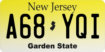 NJ license plate A68YQI