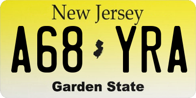 NJ license plate A68YRA