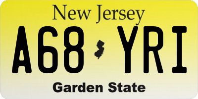 NJ license plate A68YRI