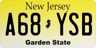 NJ license plate A68YSB