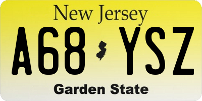 NJ license plate A68YSZ