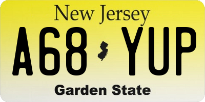 NJ license plate A68YUP